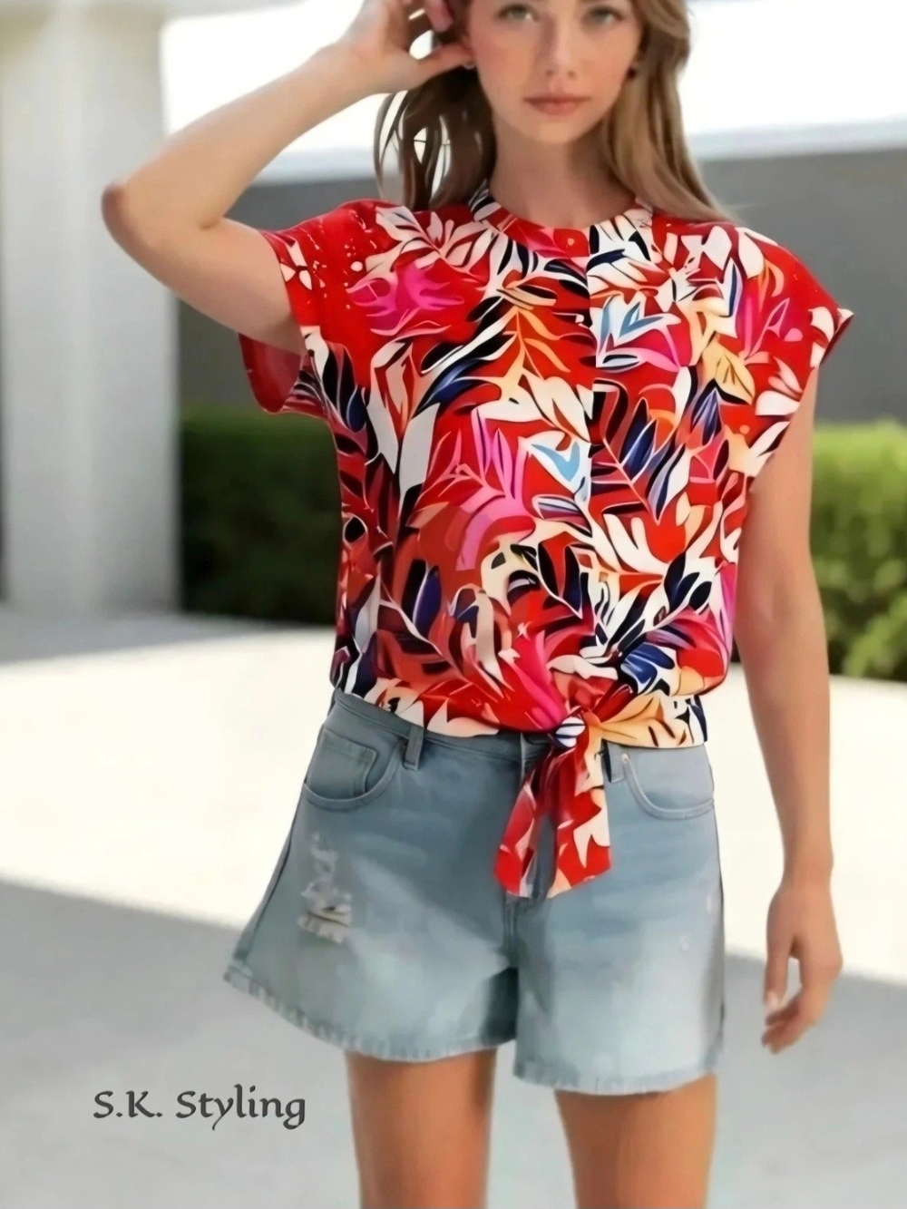 NWT - John Paul Richard JPR Studio Tropical Button up Top Tie Waist Crochet 3X